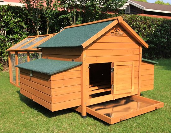 Pets Imperial - Kippenren - 1,4 Meter - Kippenhok - Kippenloop - Kippenhok met Ren - Pluimveehok - Met Sterk Gaasnet - Perfecte Bescherming - Houten Uitvoering - Bruin - Kerst Cadeau