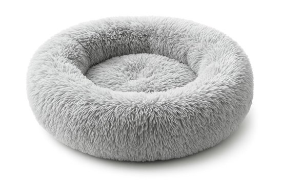 Pecco Ronde mand voor kleine hond en kat - Fluffy donutmand 50 cm - Lichtgrijs