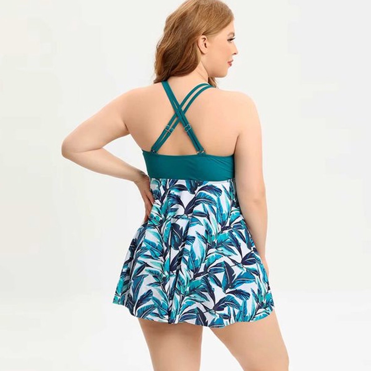 Tankini Blauw - Badpak - Zwemjurk - Dames - Bikini - Zwem Shirt - Grote Maten — afbeelding 2