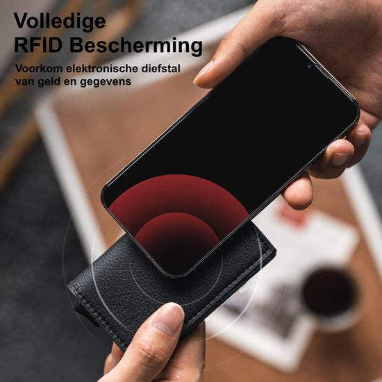 The Verge® Slim Pro - Pasjeshouder Uitschuifbaar - Kaarthouder - Pasjeshouder Mannen & Vrouwen - RFID Creditcardhouder - Pashouder - 9 pasjes - Zwart Leer - Cadeau Man & Vrouw