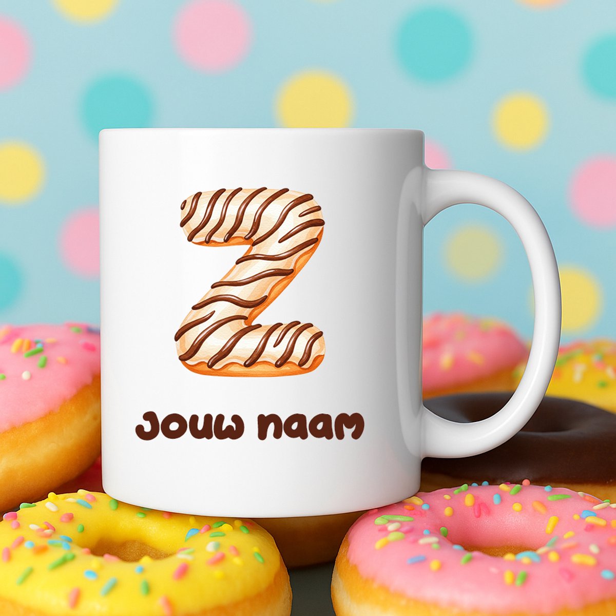 Mok - Donut letter Z – Gepersonaliseerd met naam – Grappige Mokken