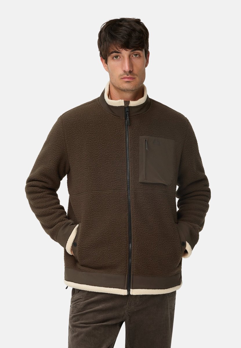 camel active Sweatjacke met zakken - Maat menswear-L - Donkerbruin