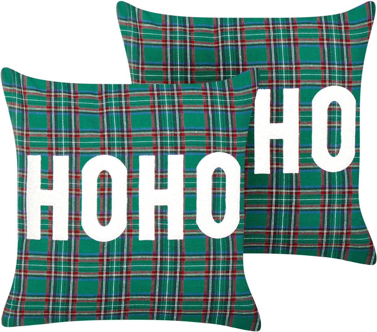 JOYCANDY - Sierkussen set van 2 - Groen - 45 x 45 cm - Polyester