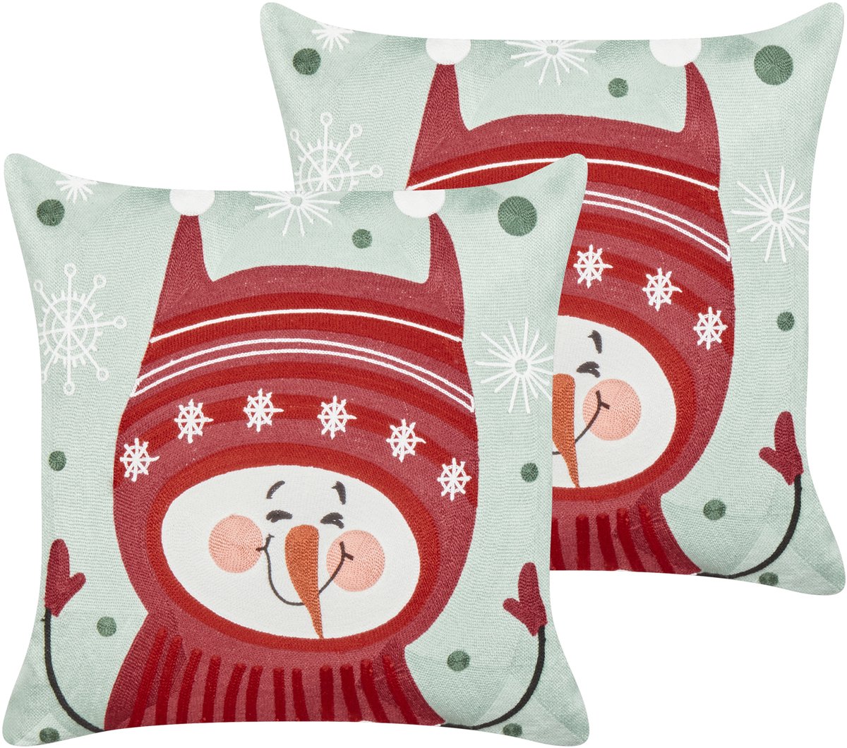 Beliani CUPCAKE - Sierkussen set van 2 - Rood/Groen - 45 x 45 cm - Katoen