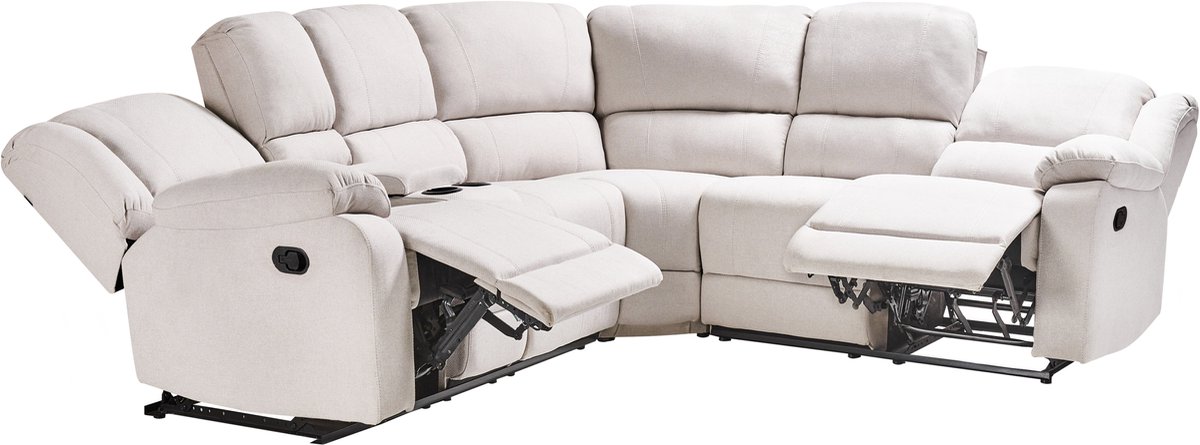 ROKKE - Hoekbank handmatig verstelbaar - Lichtbeige - Polyester