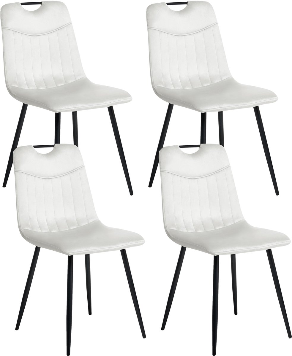ARGYLE - Eetkamerstoel set van 2 - Off-white - Fluweel