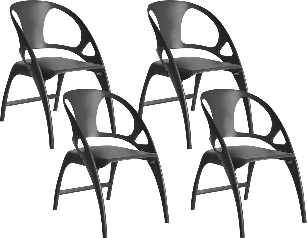 BELIANI NEMI - Tuinstoel set van 4 - Zwart - Polypropyleen