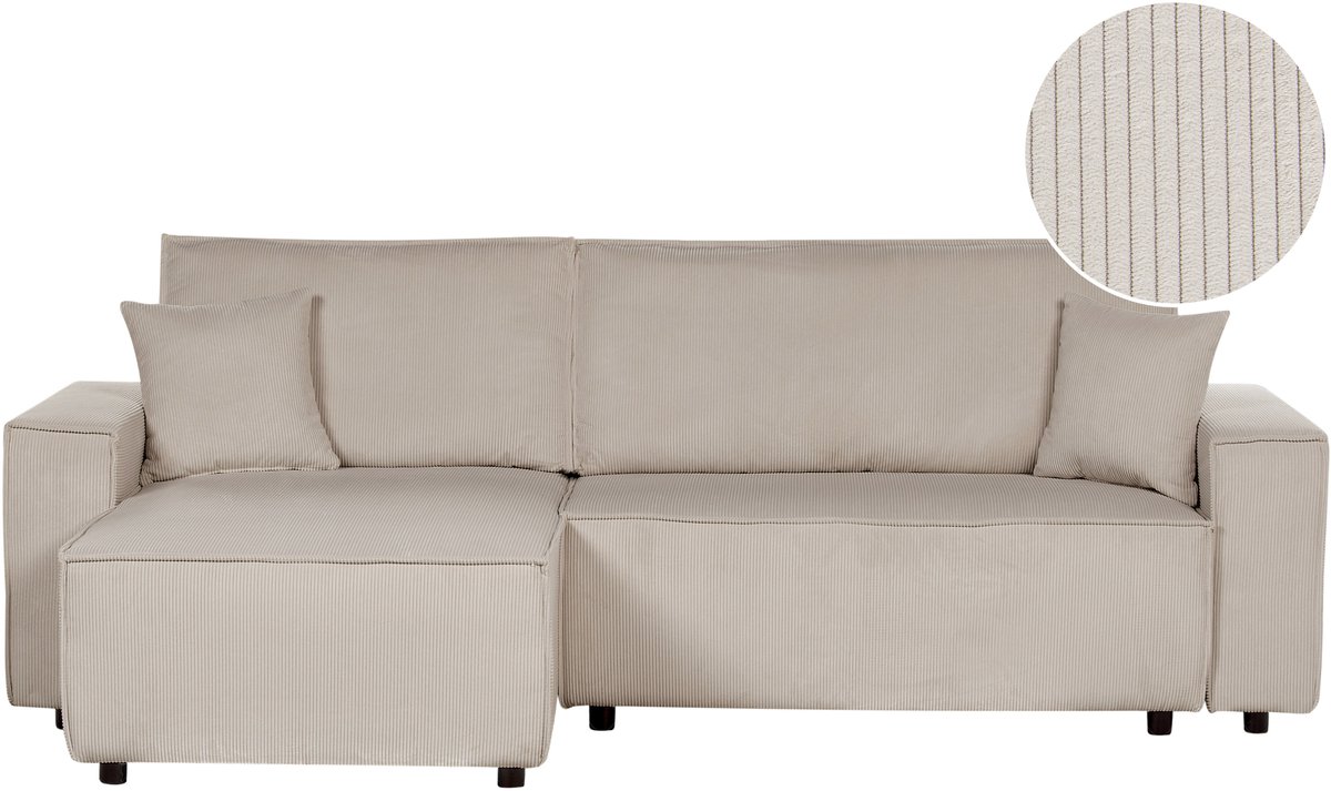 ABACKA - Slaapbank - Beige - Rechtszijdig - Corduroy