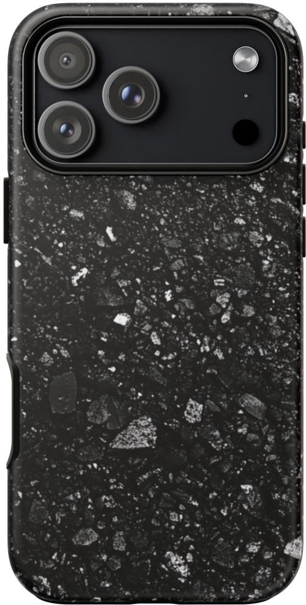 Zwarte Asfaltstructuur – Telefoonhoesje Geschikt voor iPhone 17 Pro Max