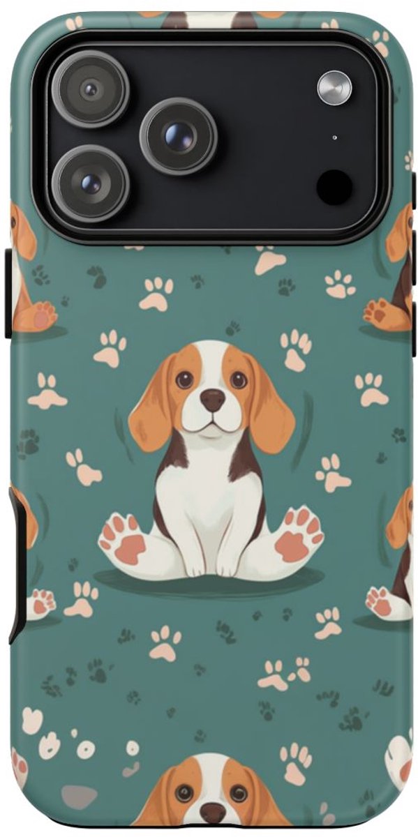 Beagles met Pootafdrukken Patroon – Telefoonhoesje Geschikt voor iPhone 17 Pro Max