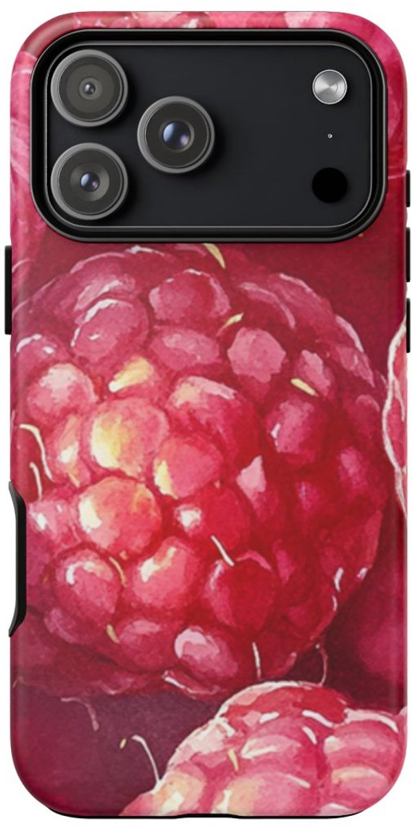 Aquarel Frambozen van Dichtbij – Telefoonhoesje Geschikt voor iPhone 17 Pro Max