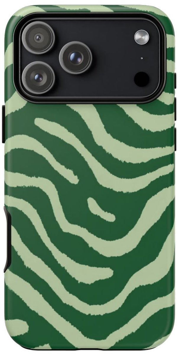 Groen Golvend Strepenpatroon – Telefoonhoesje Geschikt voor iPhone 17 Pro Max