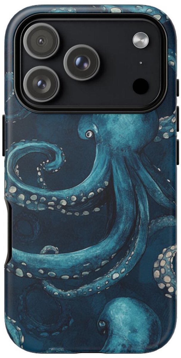 Blauw Octopuspatroon – Telefoonhoesje Geschikt voor iPhone 17 Pro