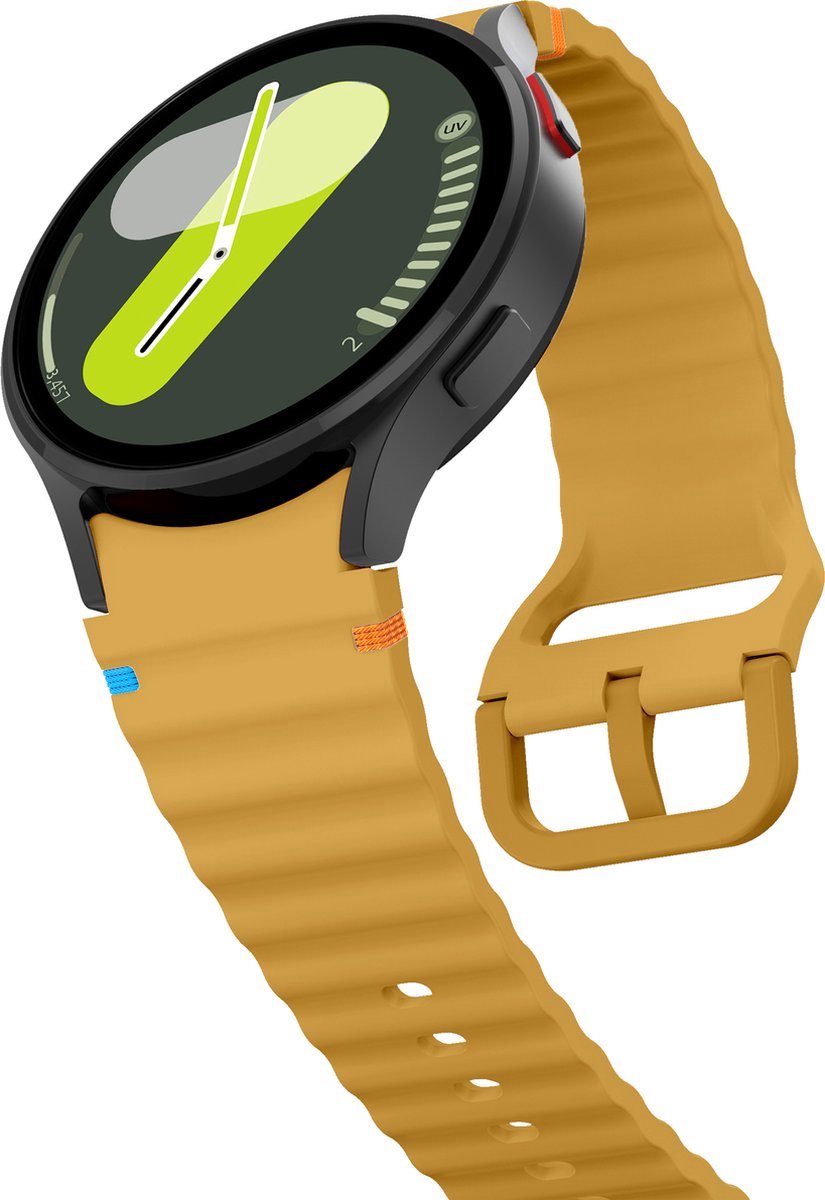 Jumada's Siliconen Wave Bandje – Geel – Geschikt voor Samsung Galaxy Watch 7 (40 & 44mm) / Watch 6 (Classic) / Watch 5 (Pro) / Watch 4 (Classic) / Watch FE