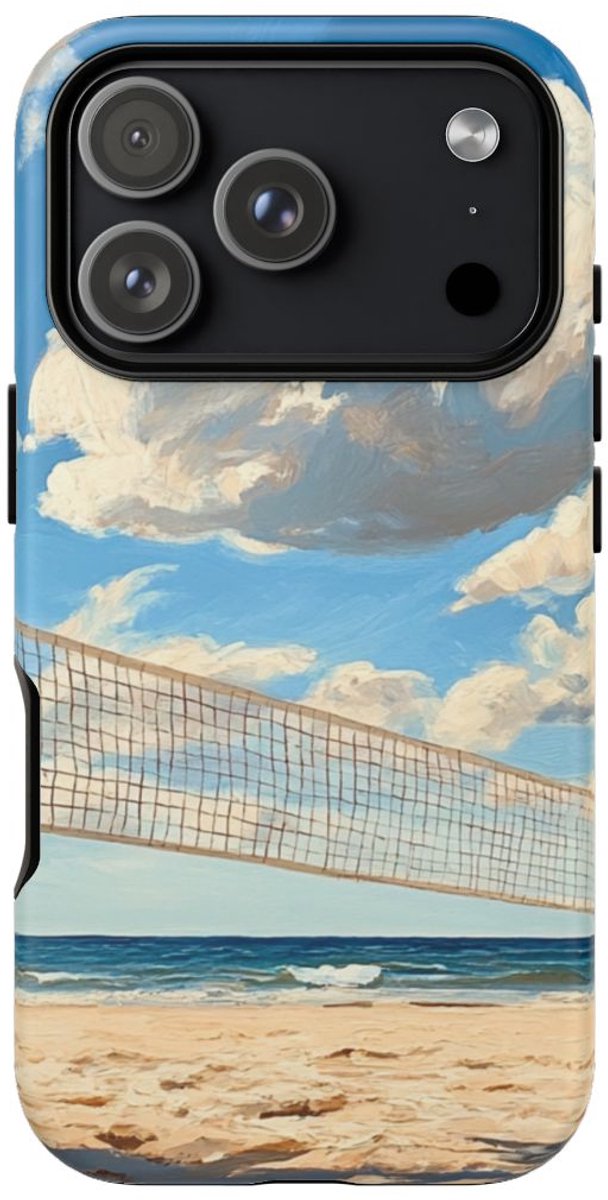Volleybalnet op Zonnig Strand – Telefoonhoesje Geschikt voor iPhone 17 Pro