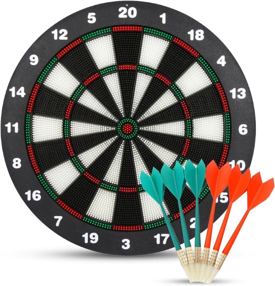 Doodadeals® - Dartbord Softtip – Dartboard ø 42 cm - Met 6 Soft Darts Dartpijlen