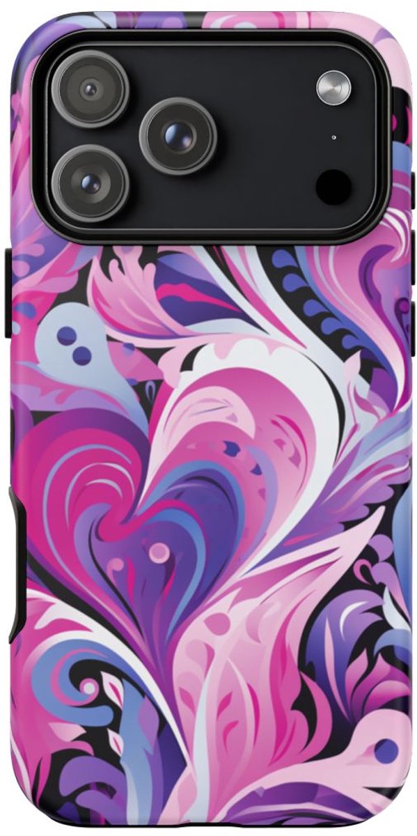 Roze en Paarse Hartjeswerveling – Telefoonhoesje Geschikt voor iPhone 17 Pro Max