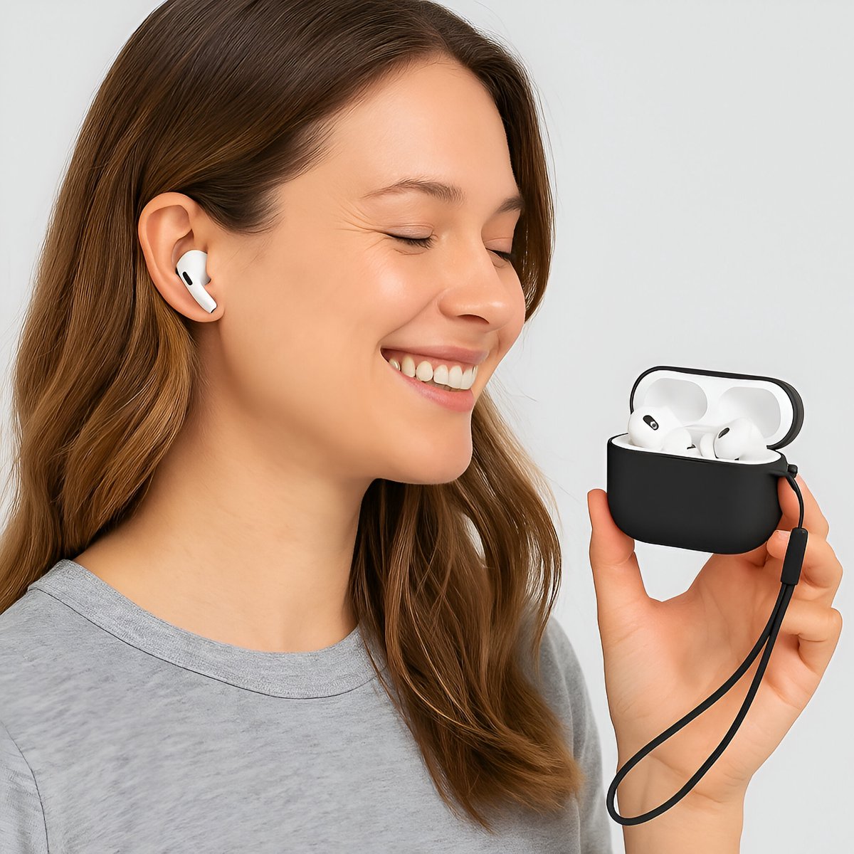 AirPods Pro 3 hoesje siliconen case zwart, zacht, stevig, schok- en krasbestendig, lichtgewicht bescherming - Afbeelding 4