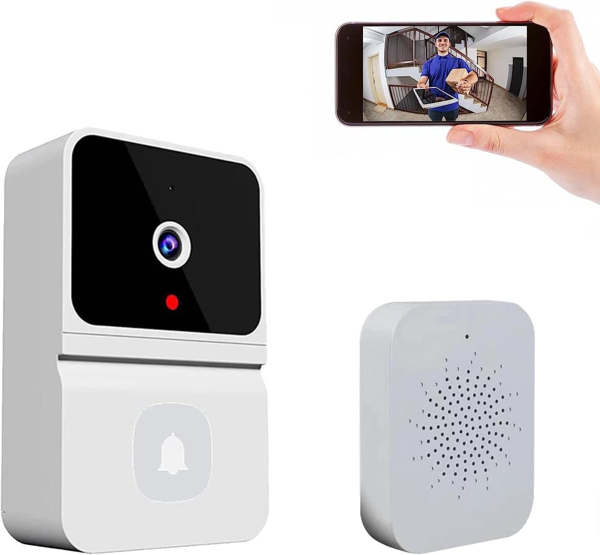 Draadloze videodeurbel met camera en bidirectionele audio voor buiten