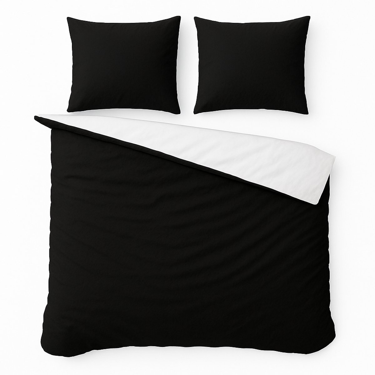 decoware Double Face Dekbedovertrek – Zwart/Wit – 200x220 cm – 100% Katoen – Inclusief 2 Kussenslopen – 2-Persoons – Strijkvrij & Drogergeschikt