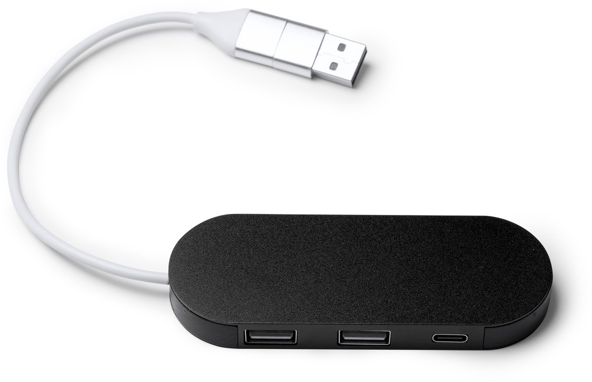 USB Hub 3.0 - USB Splitter - 3 Poorten - Zwart - van hoogwaardig gerecycled aluminium