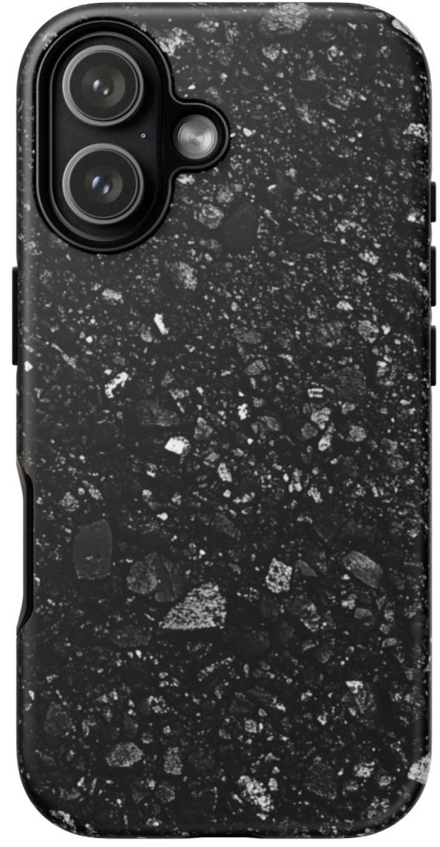 Zwarte Asfaltstructuur – Mat Stevig Hoesje Geschikt voor iPhone 17