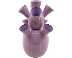 foto van by Mooss - Enamel - Tulpenvaas - Toetervaas - Medium - Lila - Licht Paars - Light Purple - 47 cm - Ø 27 cm - Hoogglans - Metaal