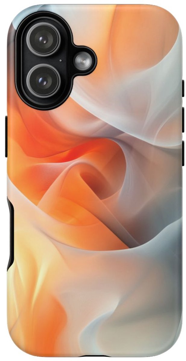 Zachte Oranje en Grijze Abstracte Vormen – Telefoonhoesje Geschikt voor iPhone 17