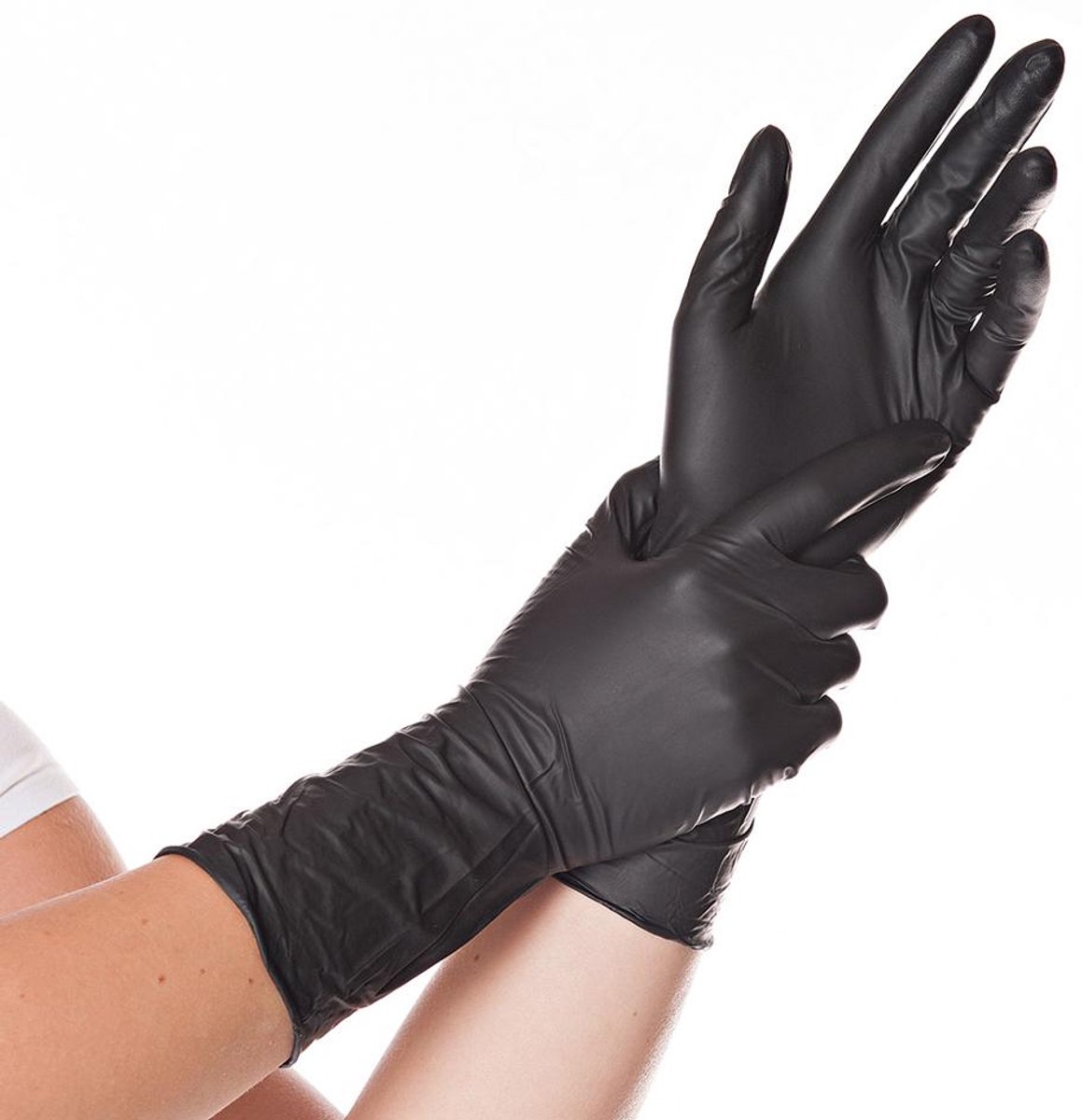 HYGOSTAR nitril handschoenen SAFE LONG maat L zwart poedervrij