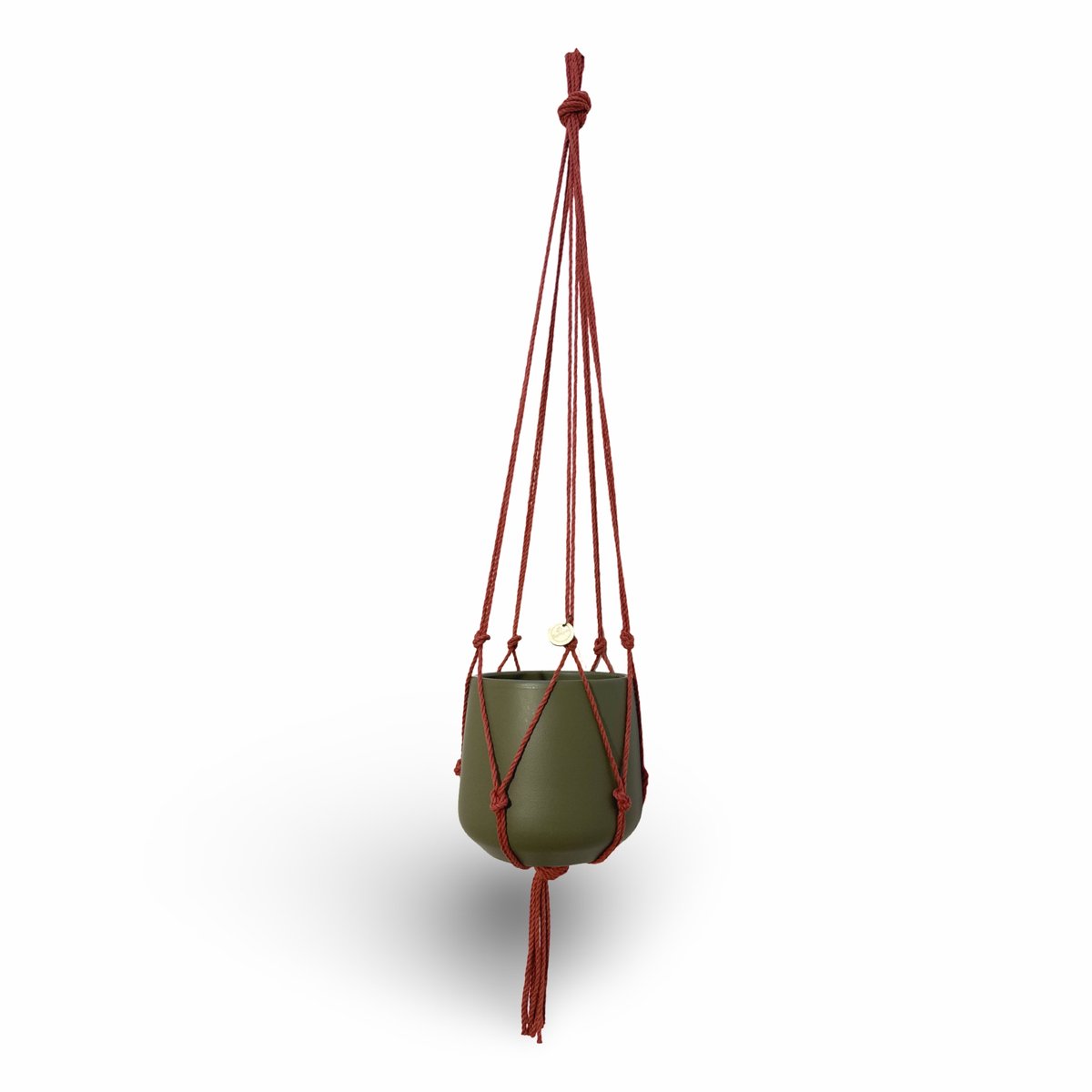 Minimalistische Plantenhanger - Kies kleur en lengte - Rood/Roestbruin - 80 cm lang - Katoenkoord - Geschikt voor Pot met Diameter t/m 20 cm - Handgemaakt in ons Macramé Atelier - Prijs per Stuk - Let op: Exclusief Pot - Inclusief Verzendkosten