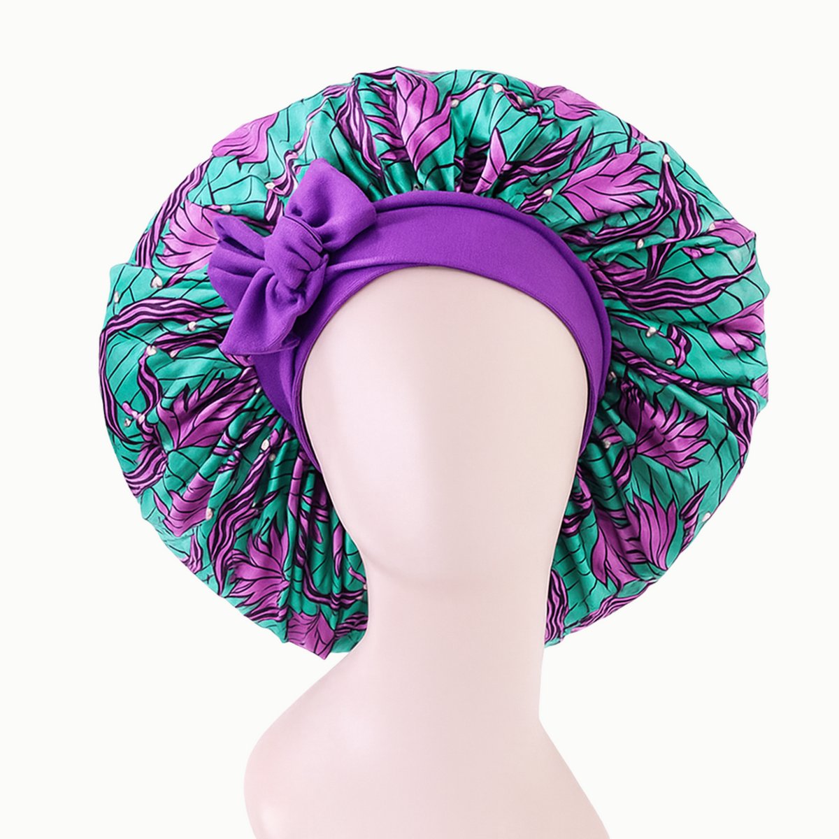 YUBBI Bonnet XL Slaapmuts - Elastische Hoofdband - Nachtmuts - Haarverzorging - Paars