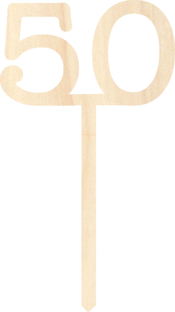 Houten taarttopper / caketopper – cijfer 50 – verjaardag / jubileum – cake / taart decoratie