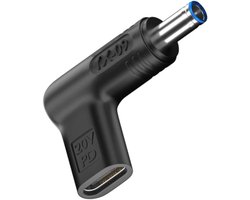 NÖRDIC Adapter USB-C naar DC 4,5x3,0mm - 100W - 12-20V - Geschikt voor HP Laptop - Zwart