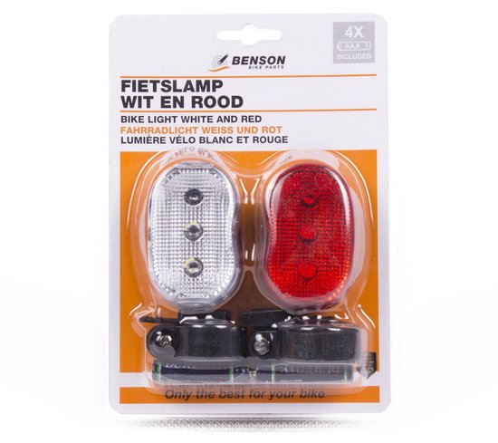 Benson Fietslampen - 3x complete set - LED - wit/rood - incl. batterijen — afbeelding 5