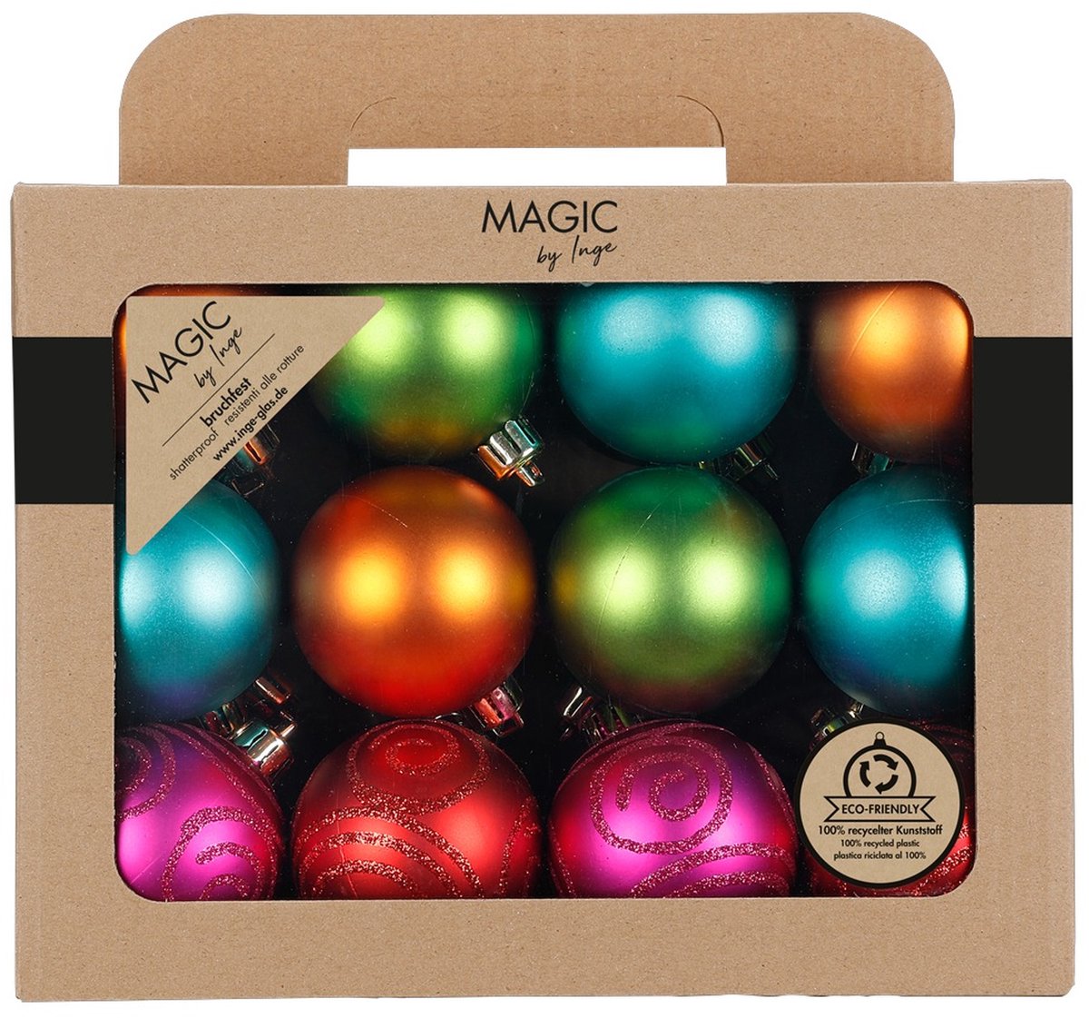 Inge Christmas Decor Kerstballen - 24x st - 6 cm - gekleurd - kunststof - kerstballenpakket - kerstversiering