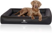Panier orthopédique pour chien Knuffelwuff en cuir synthétique cousu au laser Hampstead 155 x 125 cm noir