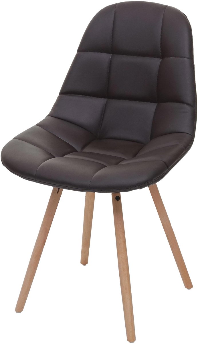 MCW Eetkamerstoel MCW-A60 II, stoel keukenstoel, retro jaren 50 design ~ kunstleer bruin