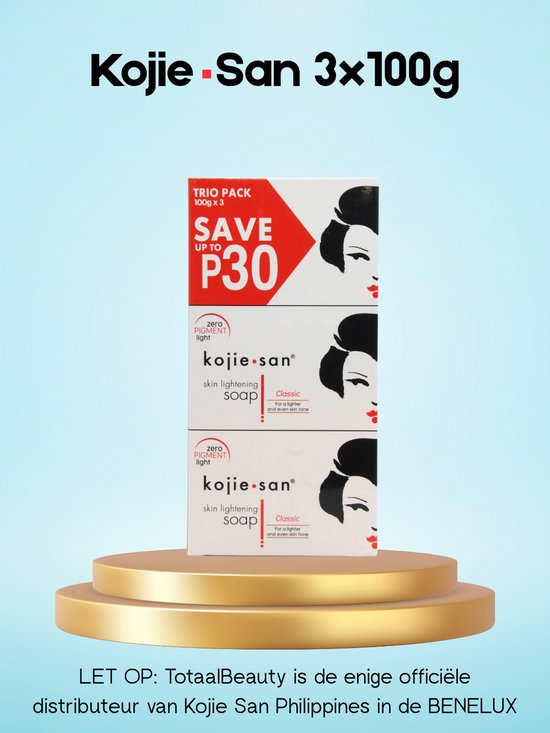 Kojie San skin lightening - Zeep 3 x 100 gram - Tegen pigmentvlekken - Egale huid
