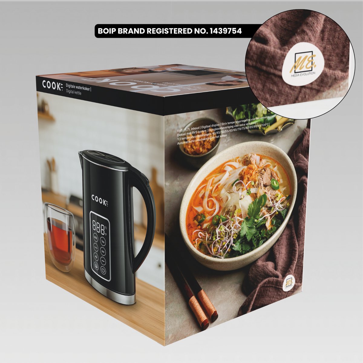 COOK-IT Waterkoker - LED Touchscreen - Instelbare Temperatuurregeling - Waterkokers - 1.7L - Elektrisch - Cool Touch — afbeelding 6