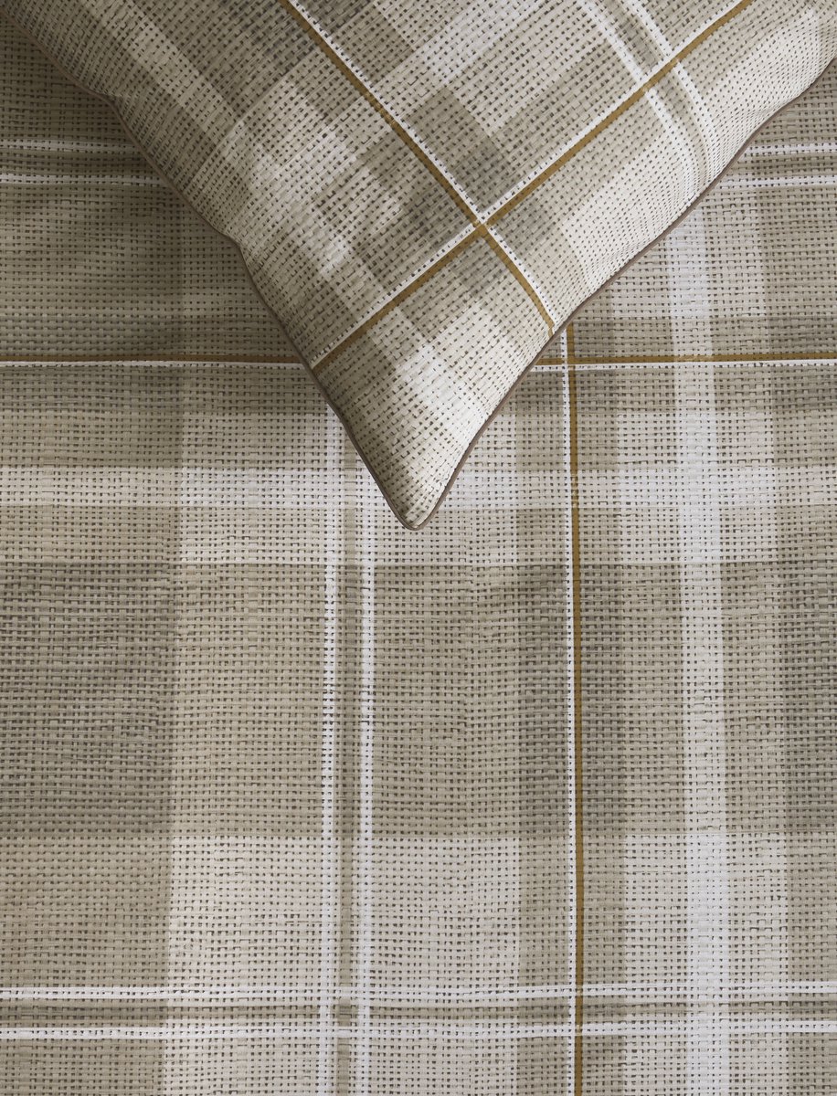 Rivièra Maison Tartan Check kussensloop - Zand - 60 x 70 cm