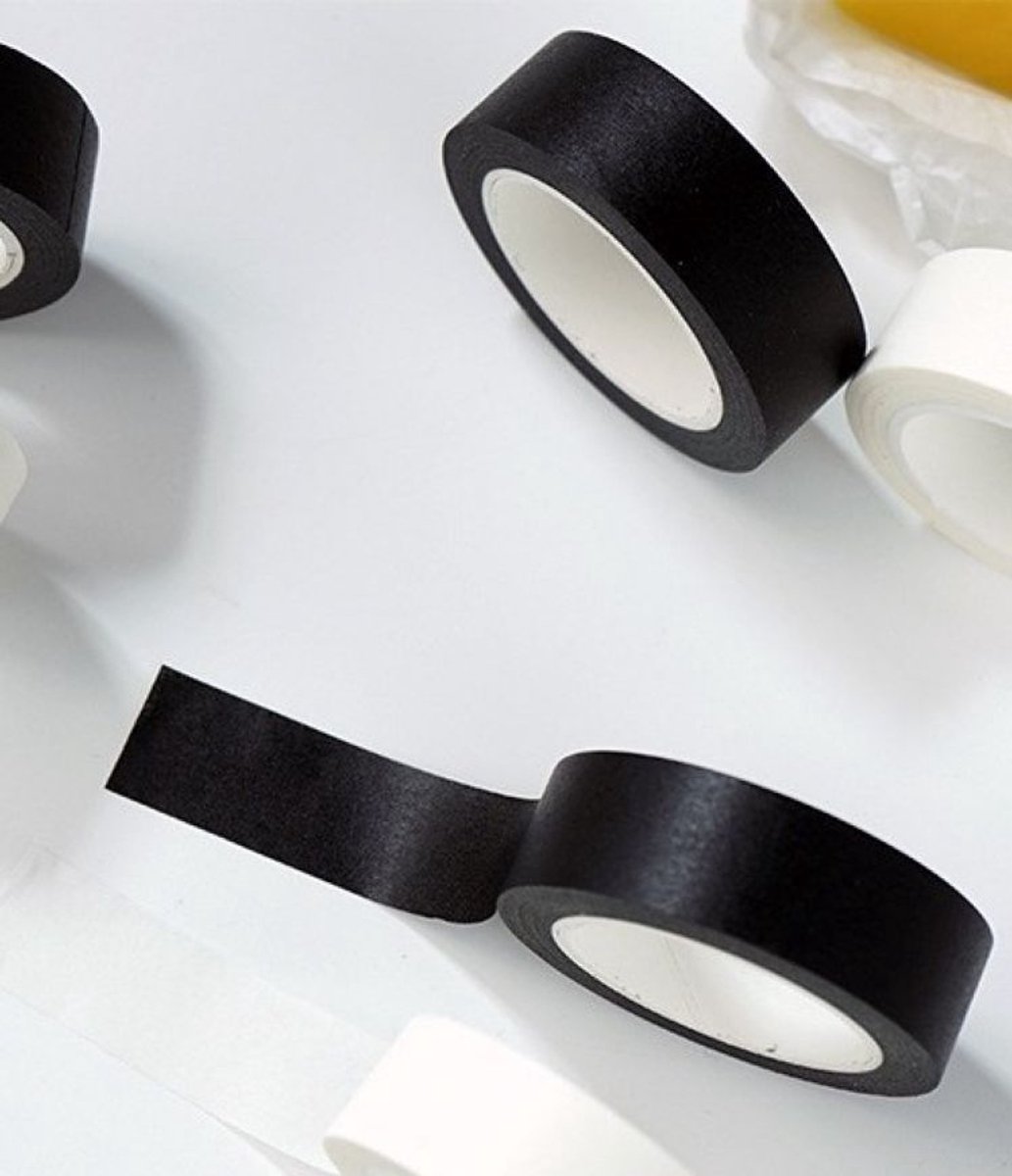 Washi Tape Zwart - 10 meter x 1.5 cm. Masking Tape - Rol Zwart Plakband - Black Tape — afbeelding 2