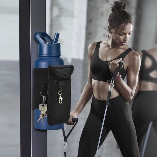 Magnetische Fleshouder - Waterfles Houder met Sterke Magneten - Met Opbergvak & Sleutelhanger - Voor Sportschool, Fitness, Thuis & Outdoor - Tot 1,5 kg — afbeelding 2