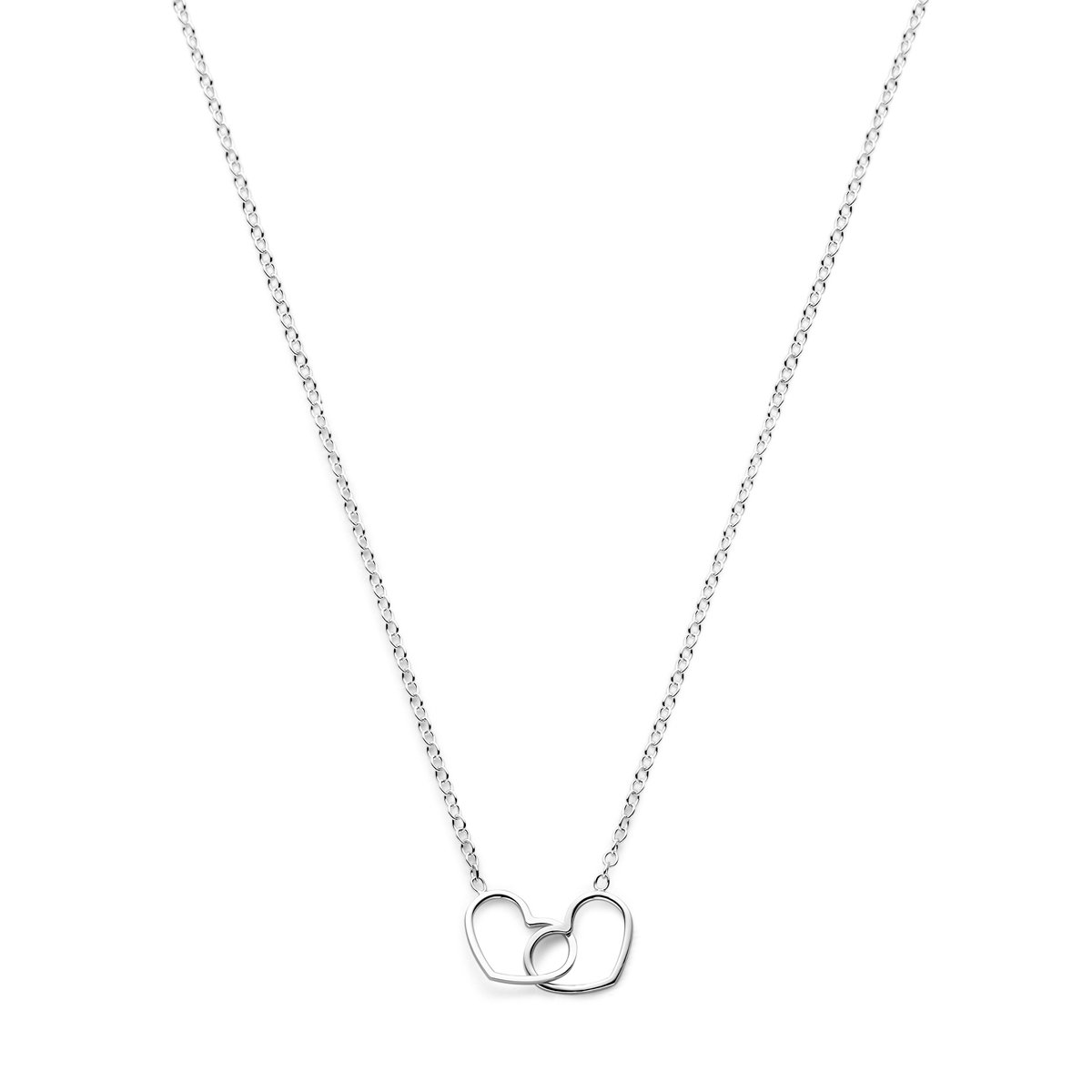 Lev Sieraden - Ketting - Anker Collier met hartjes - Zilver - 40 + 5 cm - 1.2mm - Gerhodineerd zilver