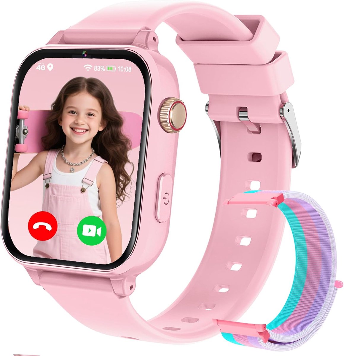 GPS Smartwatch voor Kinderen met Video Oproep, Stappenteller en SOS-Functie - Slimme Horloge voor Jongens en Meisjes Vanaf 4 Jaar