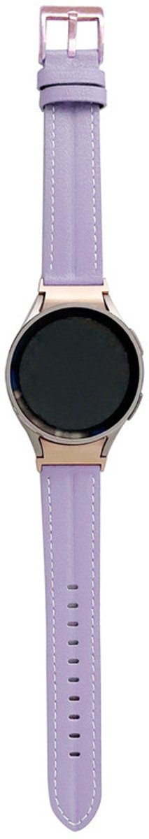 Luxe leren bandje - geschikt voor Samsung Galaxy Watch 7 (40 & 44mm) / Watch 6 (Classic) / Watch 5 (Pro) / Watch 4 (Classic) / Watch FE - leer met gesp - lavendel