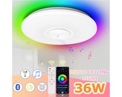 ​LED Plafondlamp 36W met Bluetooth Speaker en RGB Kleuren – Dimbaar Licht met Afstandsbediening & App – Voor Slaapkamer, Woonkamer, Badkamer of Kinderkamer​