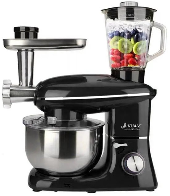 Fentic Keukenmachine – 2000W – Keukenrobot – Foodprocessor - 6,2L Mengkom – Incl. Vleesmolen, Blender en extra Accessoires (Zwart