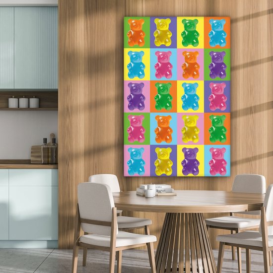 Peinture sur toile 80x120 cm - Décoration murale Art- Snoep - Gummy - Coloré - Décoration murale salon - Décoration chambre - Accessoires chambre - Peintures sur toile