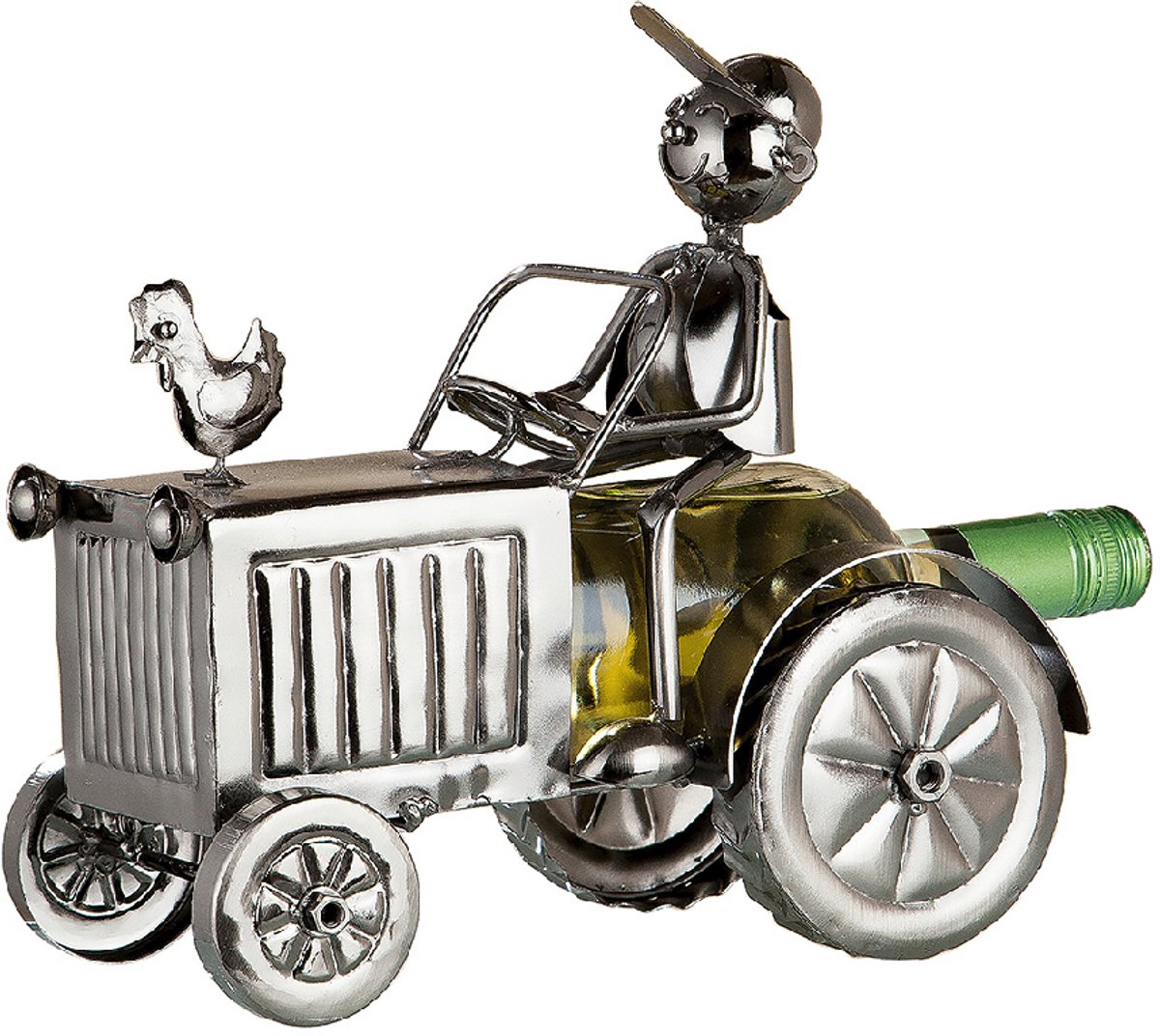 Flessenhouder Tractor - metaal wijnfleshouder 15x27x26 cm boer op tractor