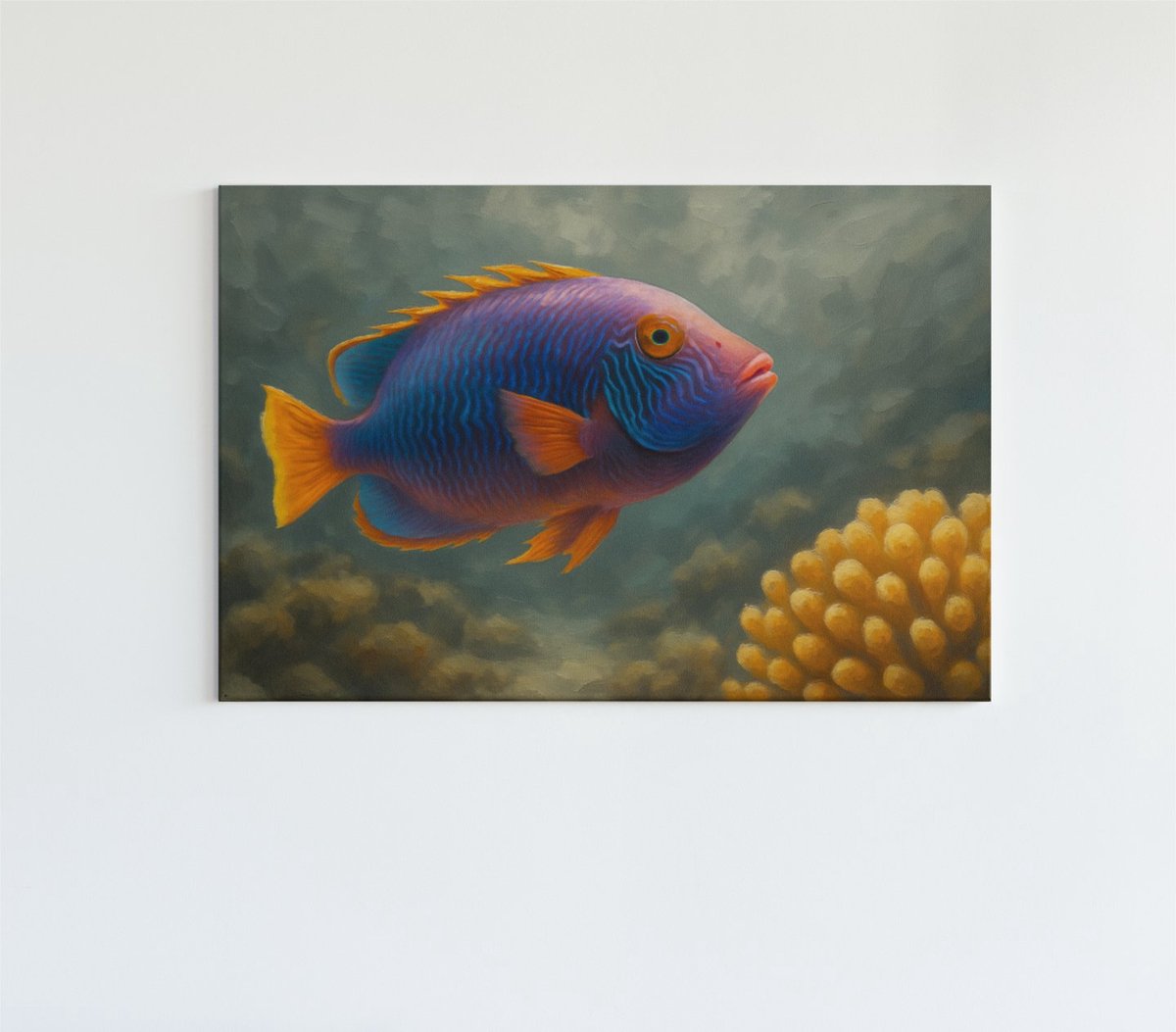 Trendex Global Canvas Schilderij - Koraalrif en - Vis - 90x60x2 cm Kleurrijk